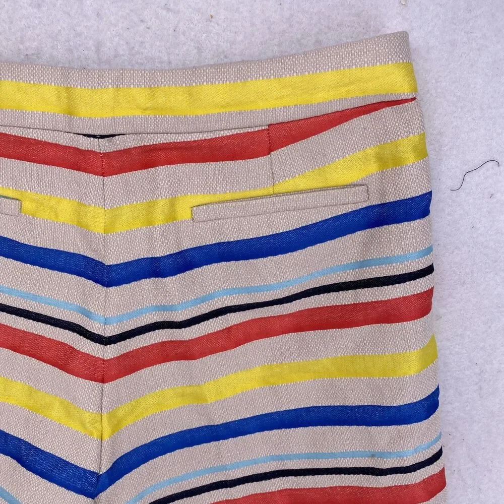 J.Crew Multi Color Stripe Chino Shorts Women’s Size 12 Red Blue Yellow Beige